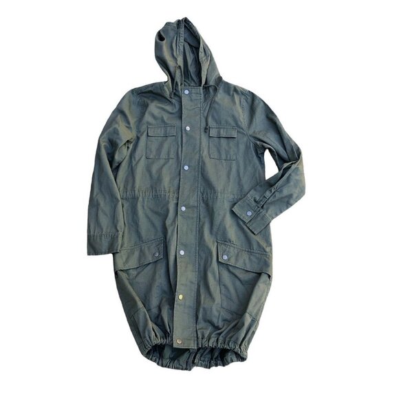 JOE BOXER Long Jacket Coat Women's XL Cargo Green Hoodie Button Long Sleeve​​​​ - Picture 1 of 6